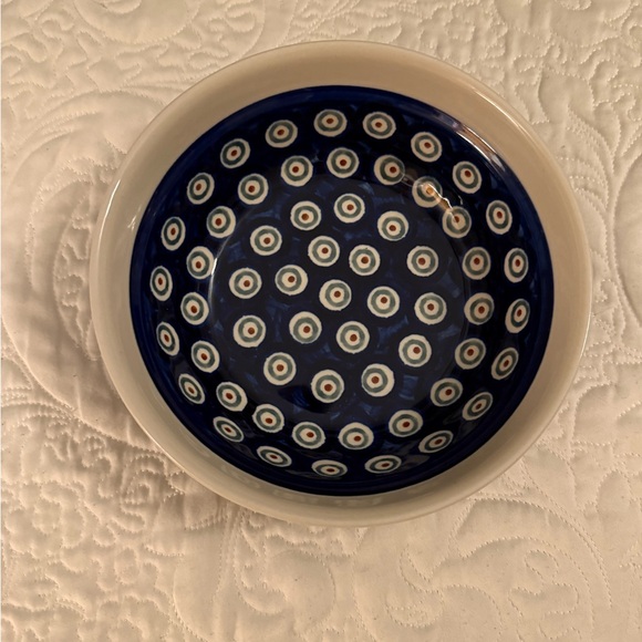 Boleslawiec Handmade Polish Pottery Bowl 6.5” blue rose flowering peacock - Picture 1 of 5